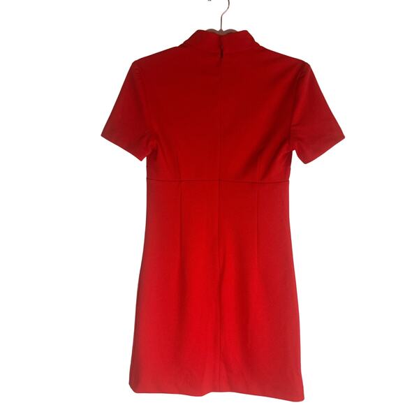 NWT Trina Turk Women's Cutout Mock Neck Mini Dress Short Sleeve Red Bodycon 4 - Picture 12 of 15